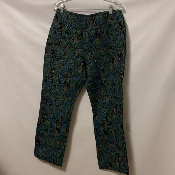 SOFT SURROUNDINGS MARBLED PEACOCK PRINT PANTS SIZE PXL‎ - Picture 1 of 8